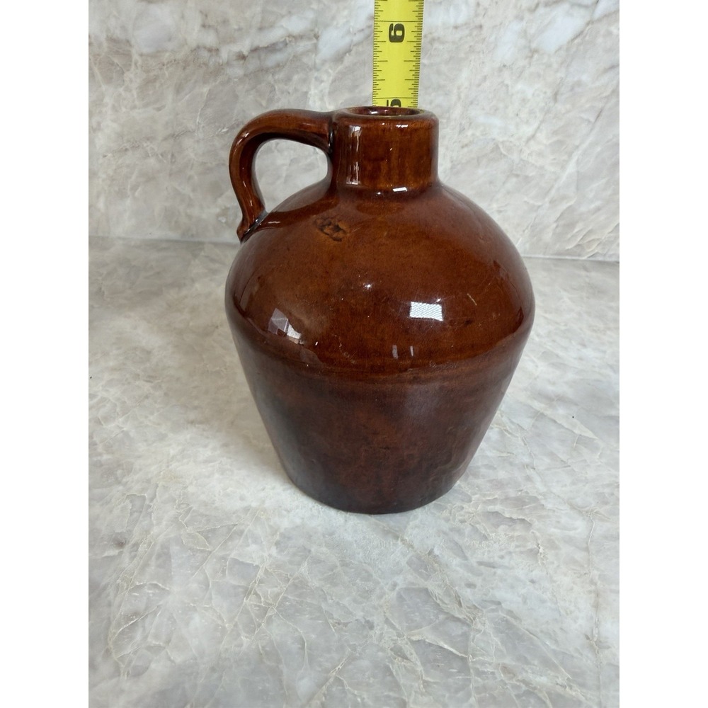 Vintage McCoy USA Brown Glazed Pottery Jug 5" Stoneware Handle